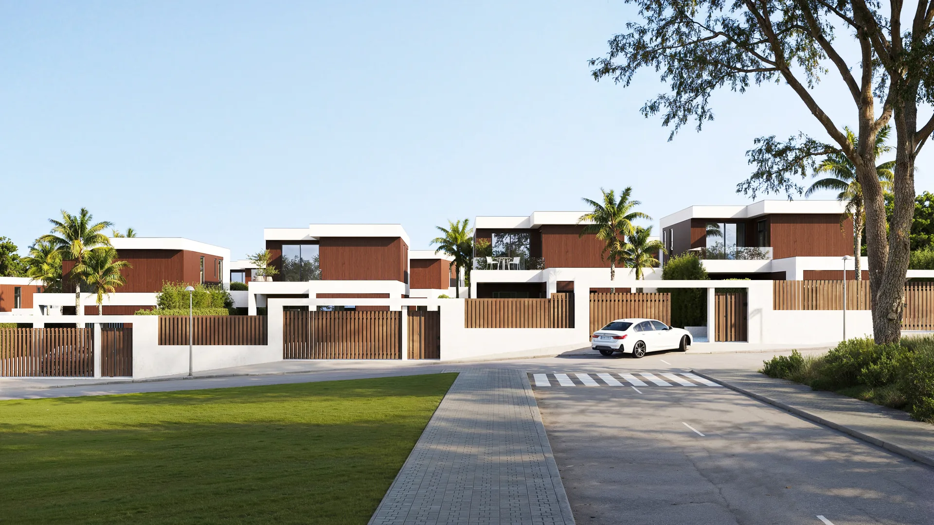 render exterior de promoción de viviendas adosadas
