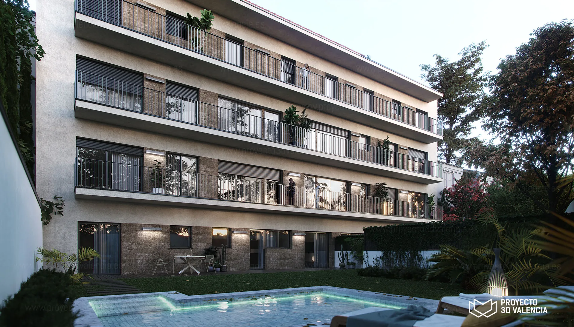 render de renders jardines piscinas